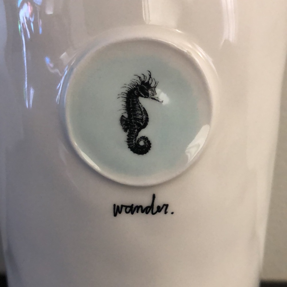 RARE Rae Dunn Wander Seahorse Canister EUC. BIG M magenta mark. - Picture 2 of 4